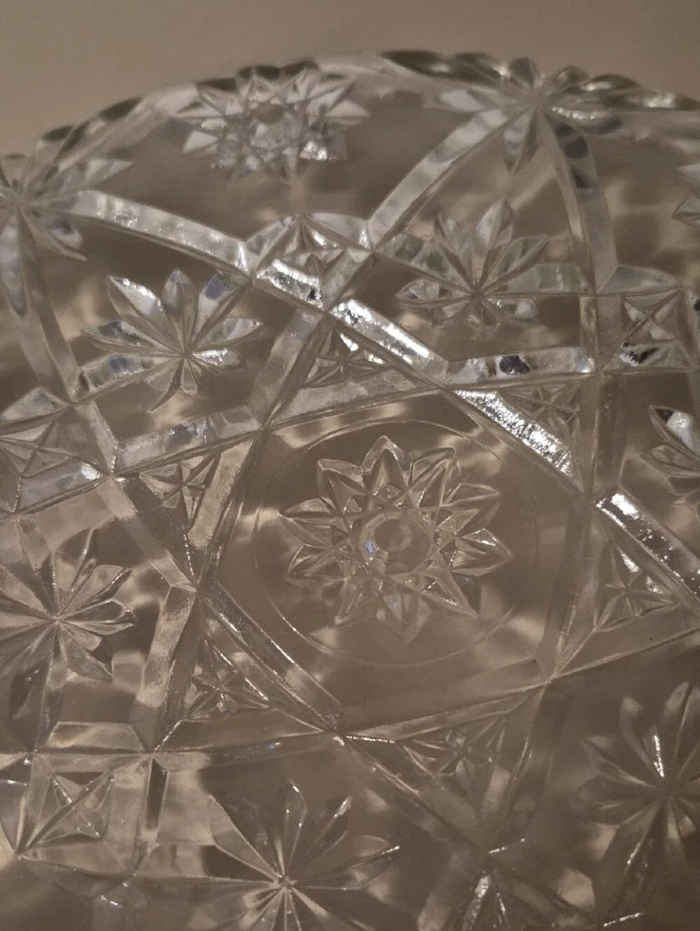 11 Inch Vintage Anchor Hocking Clear Pressed Glass Serving Platter Star Of David